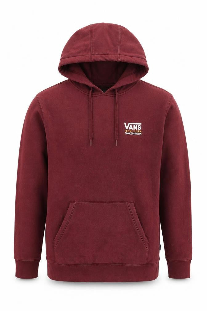 Front view of Vans Men's Red Small Hoodie Pullover, Logo, Hooded