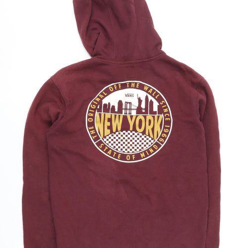Vans Men's Red Small Hoodie Pullover, Logo, Hooded