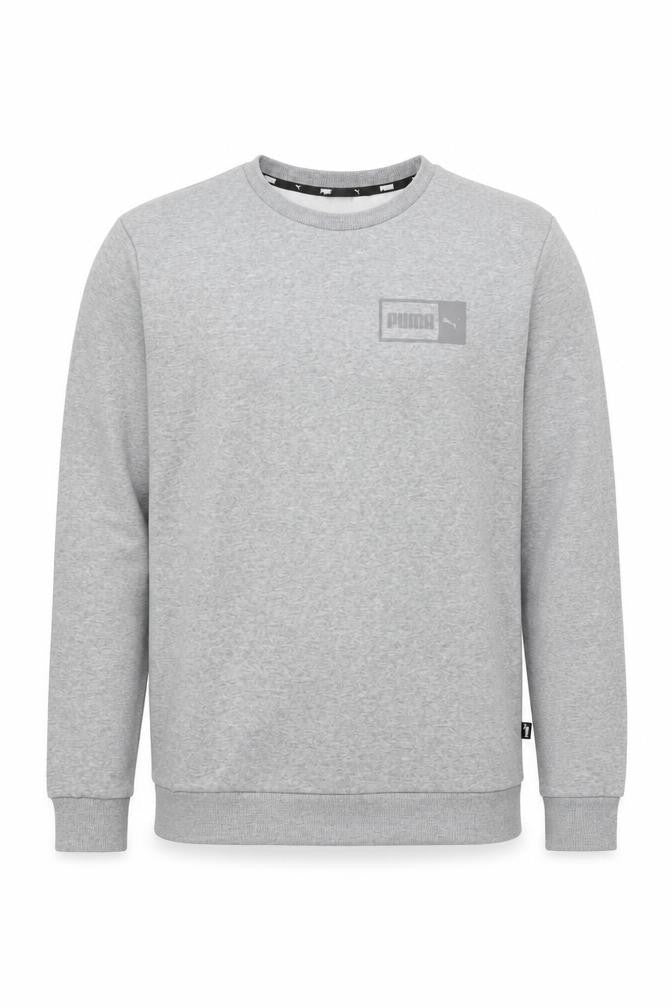 Front view of Puma Men's Grey Crew Neck Pullover Sweatshirt M