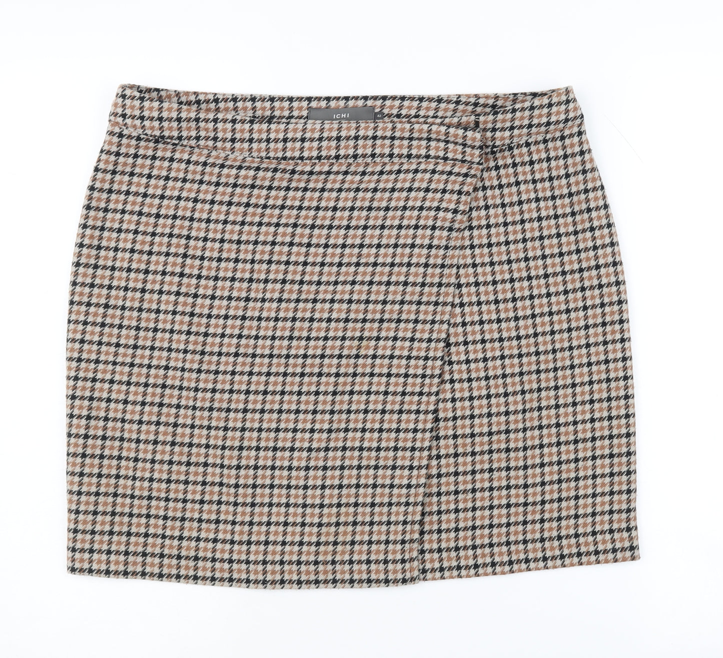 ICHI Women's Check Pencil Skirt, Multicoloured, Size 14