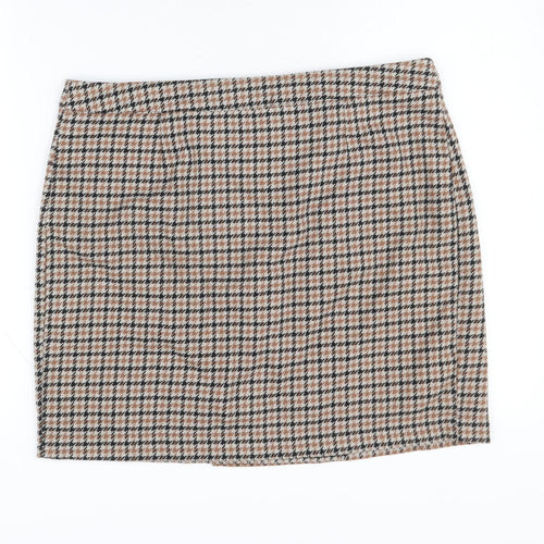 ICHI Women's Check Pencil Skirt, Multicoloured, Size 14