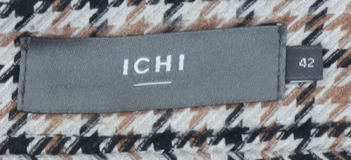 ICHI Women's Check Pencil Skirt, Multicoloured, Size 14