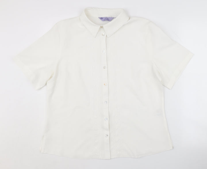 Honor Millburn Women's White Button-Up Shirt Size 16