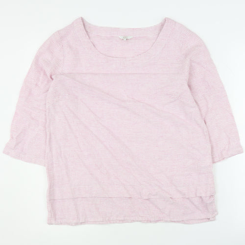 Cotton Traders Women's Pink Striped T-Shirt, Size 12