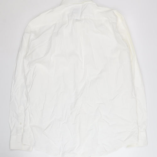 Calvin Klein Men's White Cotton Button-Up Shirt, Size 43