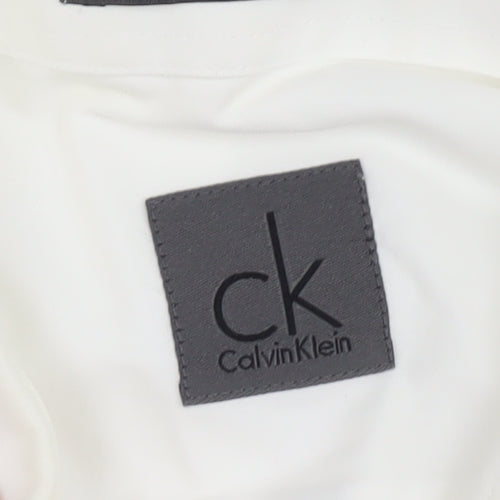Calvin Klein Men's White Cotton Button-Up Shirt, Size 43