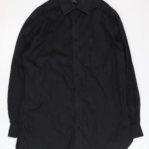 Jeff Banks Men's Black Long Sleeve Shirt, Size 15.5