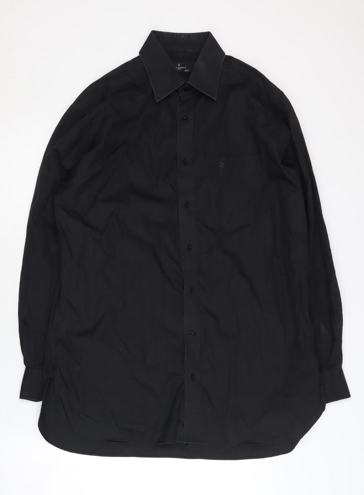 Jeff Banks Men's Black Long Sleeve Shirt, Size 15.5