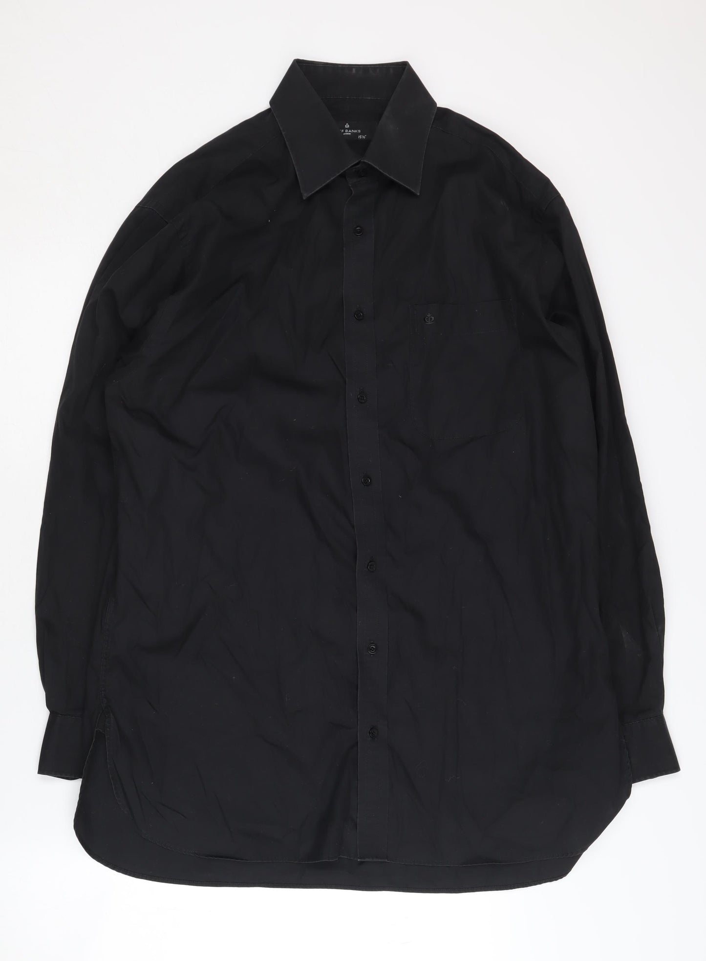 Jeff Banks Men's Black Long Sleeve Shirt, Size 15.5
