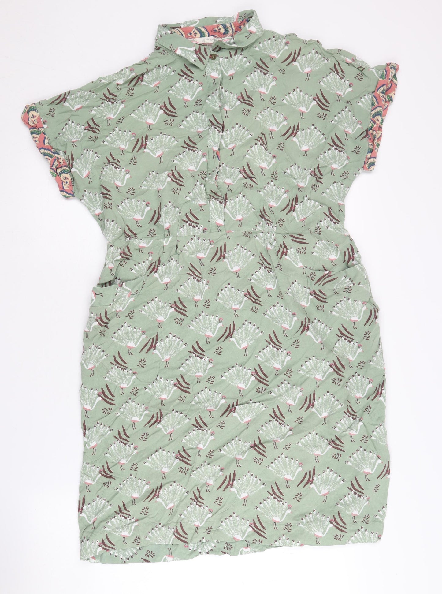White Stuff Women's Green Shirt Dress Size 14