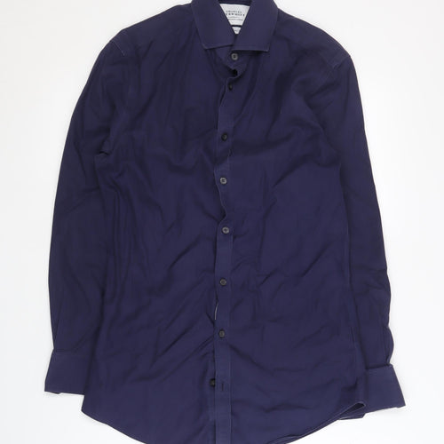 Charles Tyrwhitt Men's Blue Long Sleeve Extra-Slim Shirt