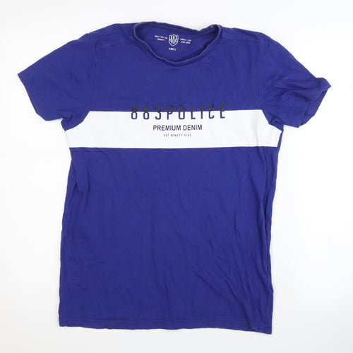 883 Police Men's Blue Crew Neck T-Shirt, Size S