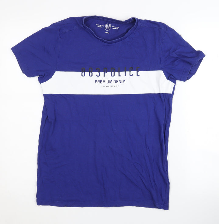 883 Police Men's Blue Crew Neck T-Shirt, Size S