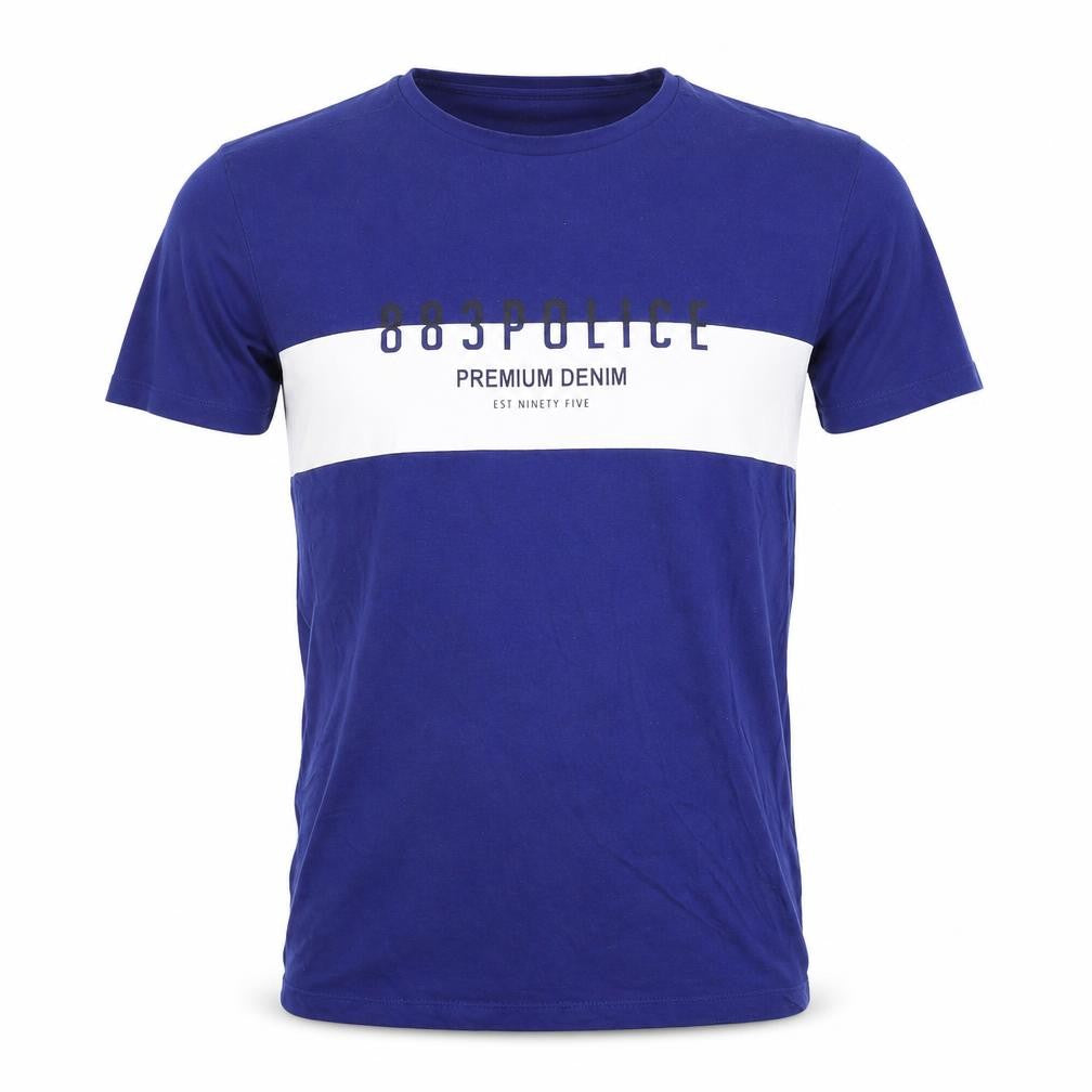 883 Police Men's Blue Crew Neck T-Shirt, Size S