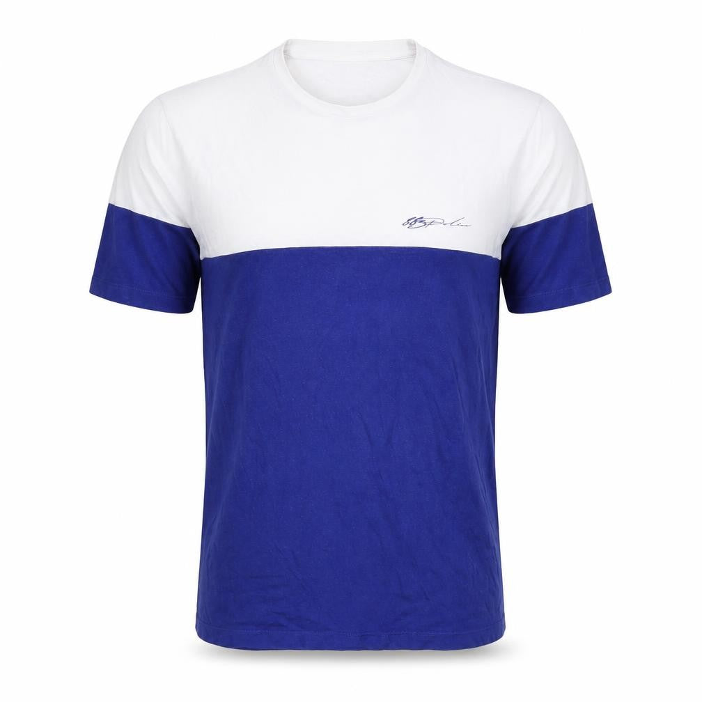 Front view of Police Men's Blue White Colourblock T-Shirt, size S