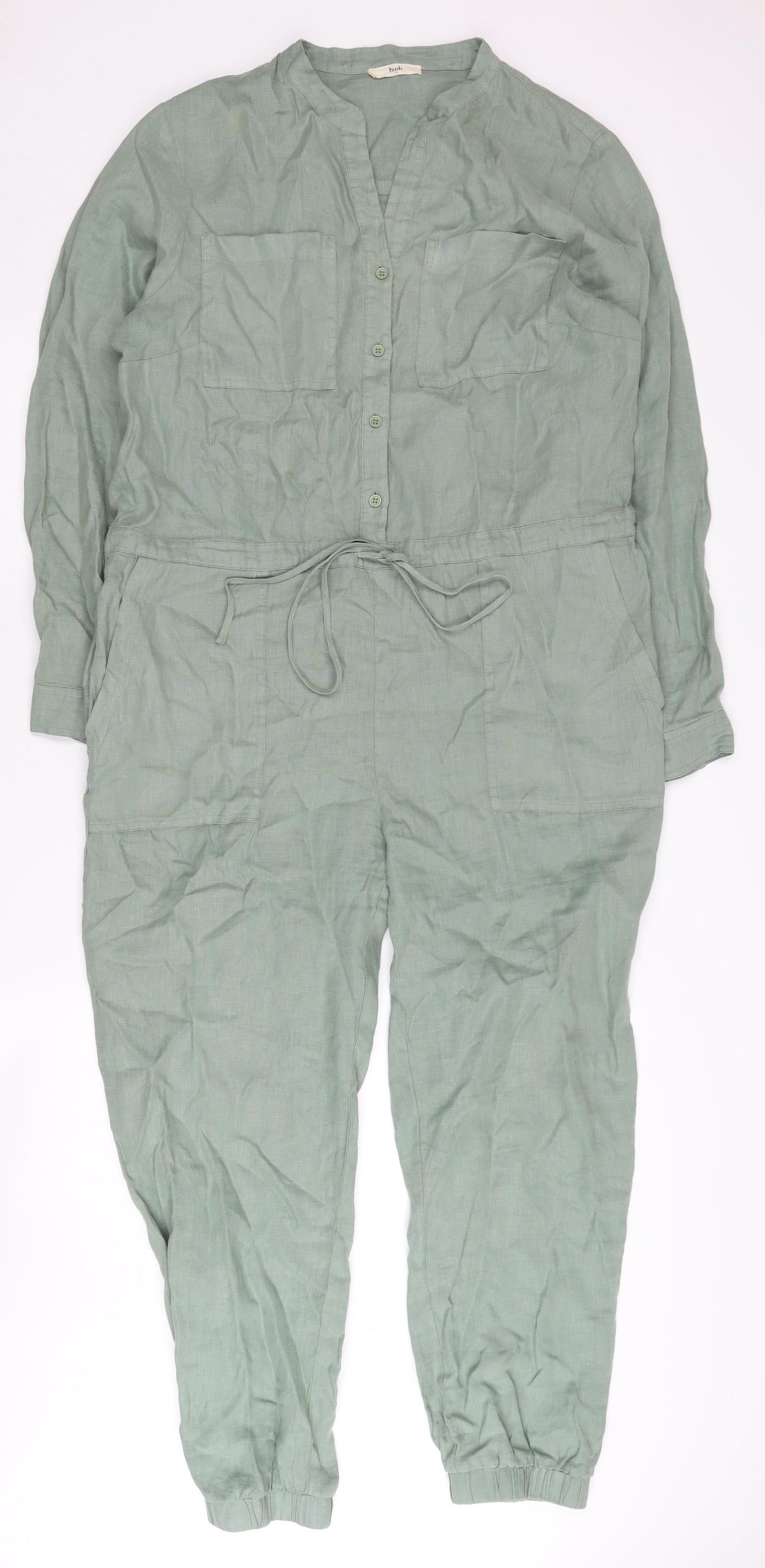 Hush Women's Green Linen Jumpsuit - Size 14