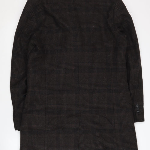 The Kooples Men's Brown Check Wool Overcoat Size 52