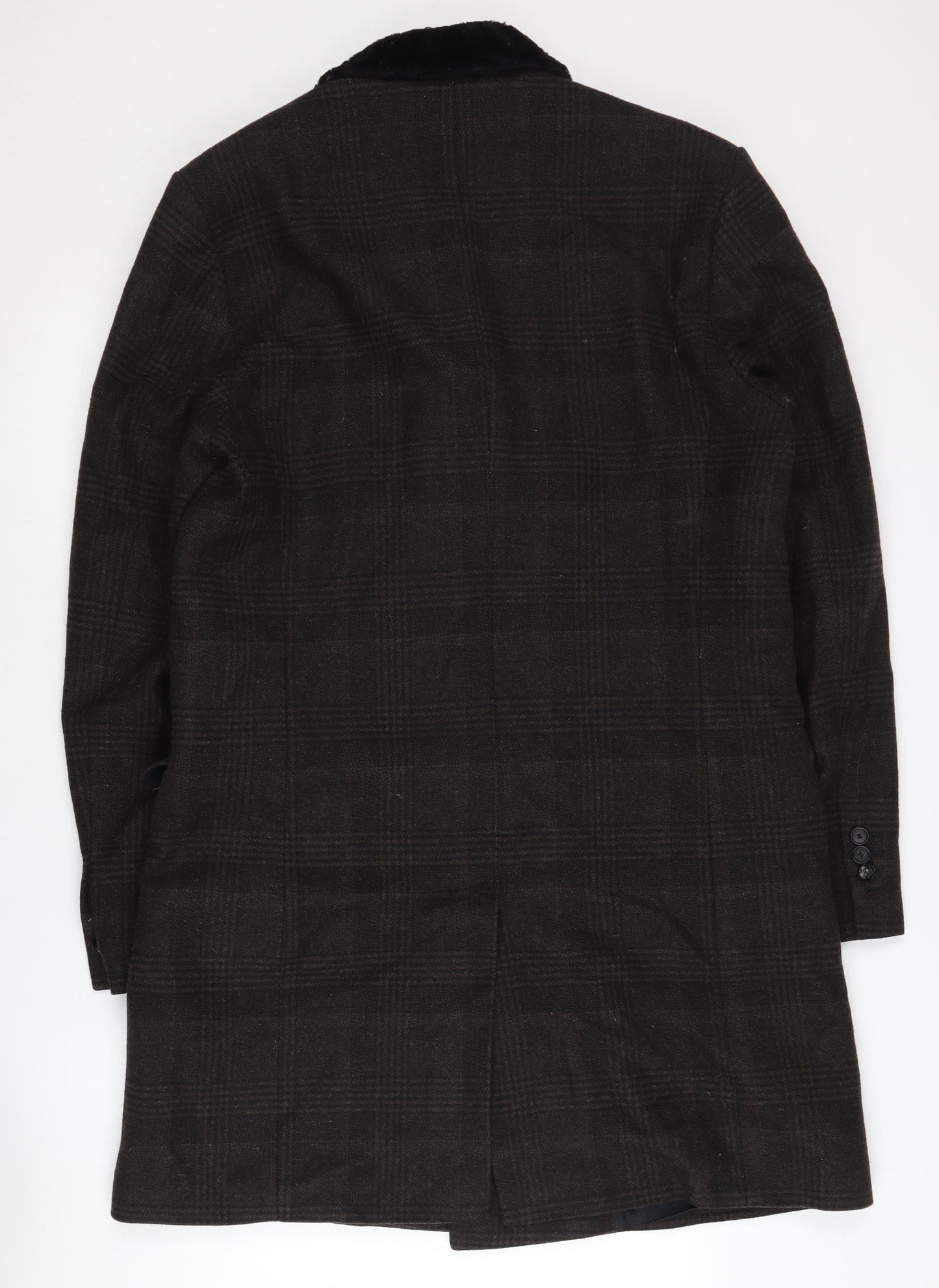The Kooples Men's Brown Check Wool Overcoat Size 52