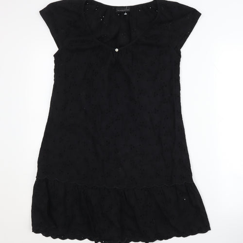 The White Company Women's Black Cotton Dress Size 8