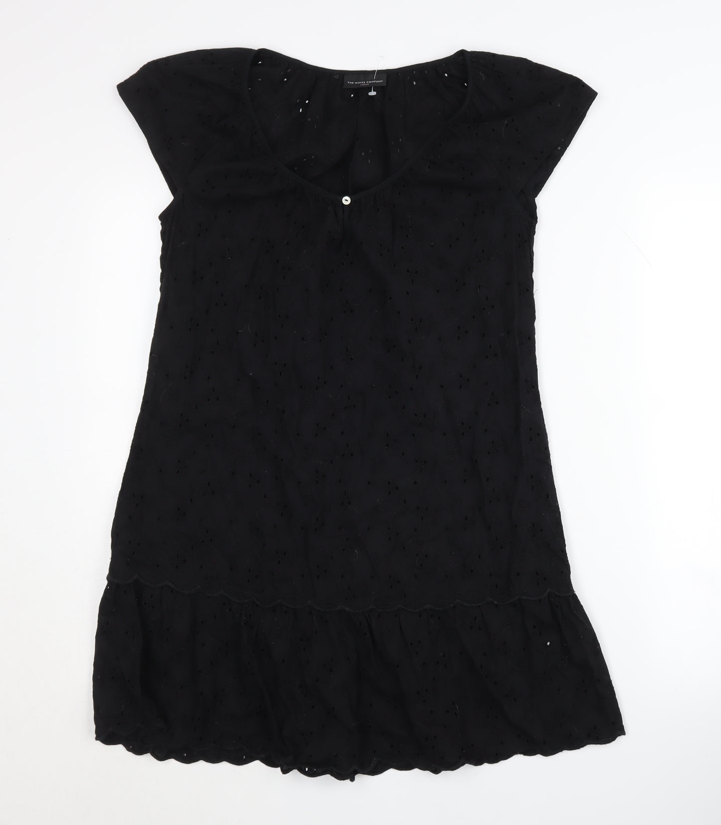 The White Company Women's Black Cotton Dress Size 8