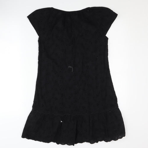 The White Company Women's Black Cotton Dress Size 8