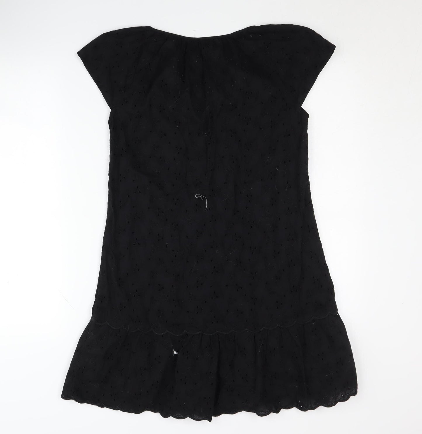 The White Company Women's Black Cotton Dress Size 8