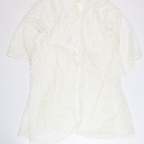 Eberjey Women's White Open-Knit Wrap Jumper Cover Up M
