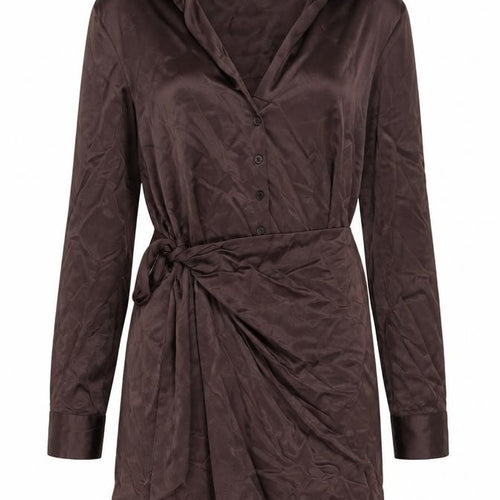 Zara Women's Brown V-Neck Long Sleeve Dress Size 8