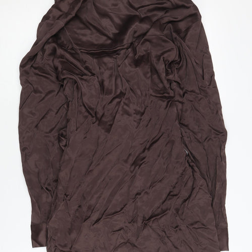 Zara Women's Brown V-Neck Long Sleeve Dress Size 8