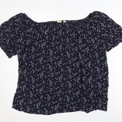 GAP Women's Blue Floral Off-Shoulder Blouse XS