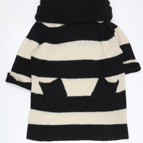 Warehouse Women's Black Stripe Acrylic Pullover Jumper UK 12