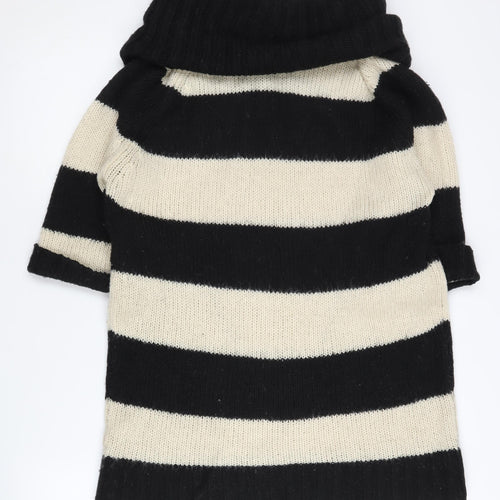 Warehouse Women's Black Stripe Acrylic Pullover Jumper UK 12