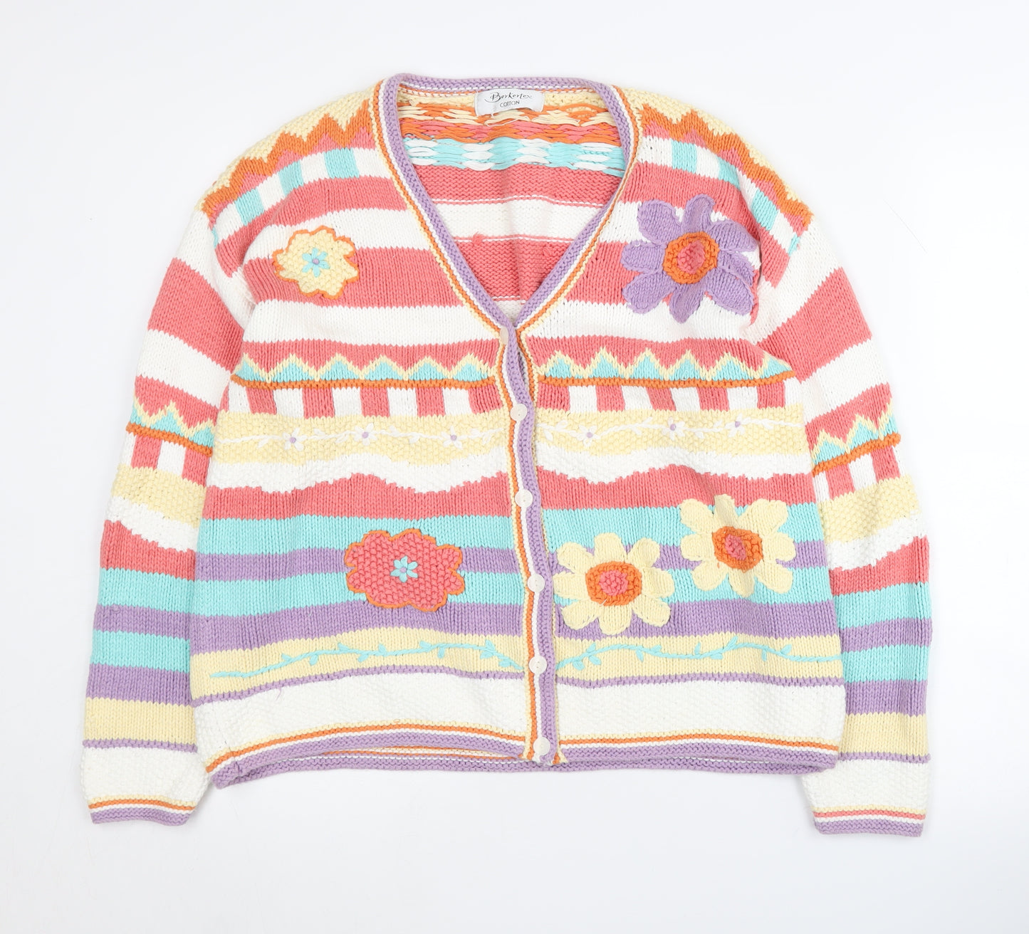 Berkertex Women's White Striped Cardigan Size 18