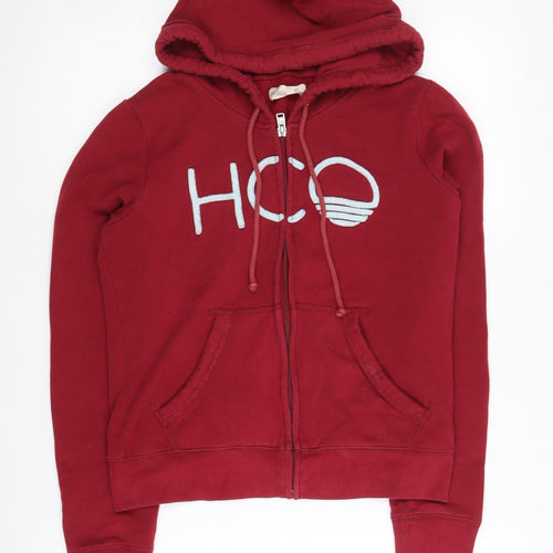 Hollister Women's Red Full Zip Hoodie XS