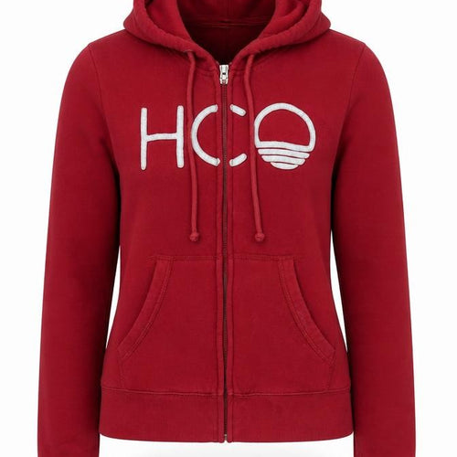 Hollister Women's Red Full Zip Hoodie XS