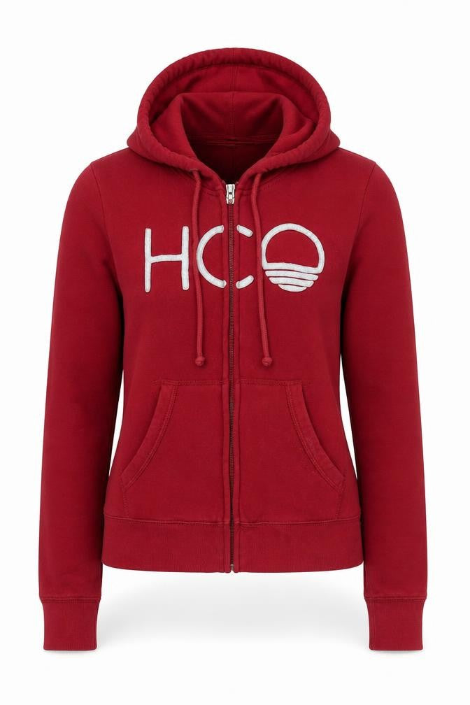 Hollister Women's Red Full Zip Hoodie XS