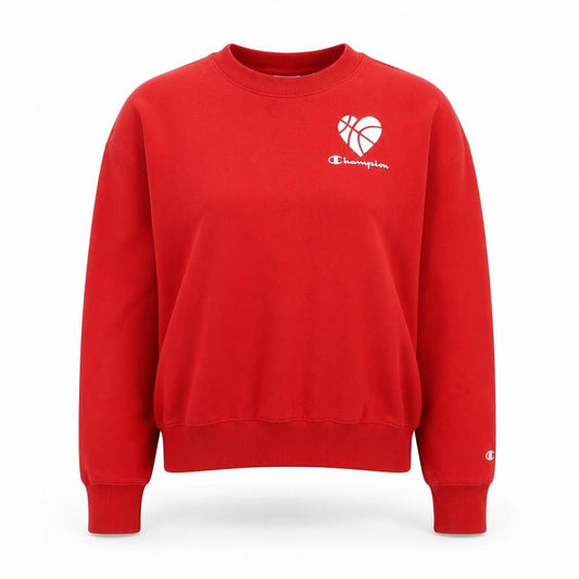 Front view of Champion Red Pullover Sweatshirt XS unisex logo