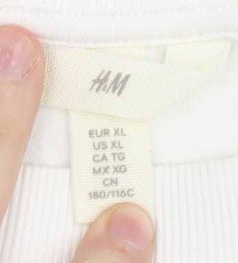 H&M Unisex White Pullover University Sweatshirt XL