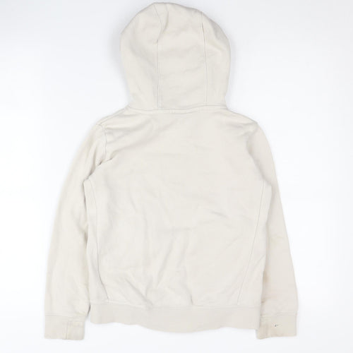 Nike Girls Beige Pullover Hoodie with Pink Logo, Size S