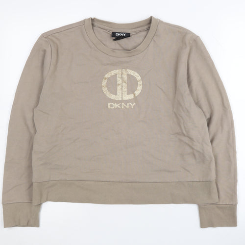DKNY Women's Beige Logo Sweatshirt Medium