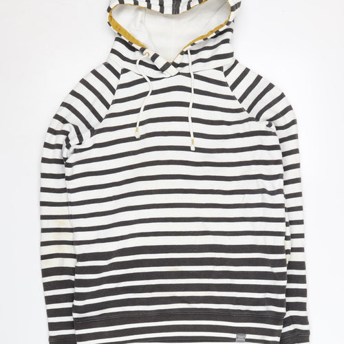Joules Women's Black Striped Pullover Hoodie UK 10