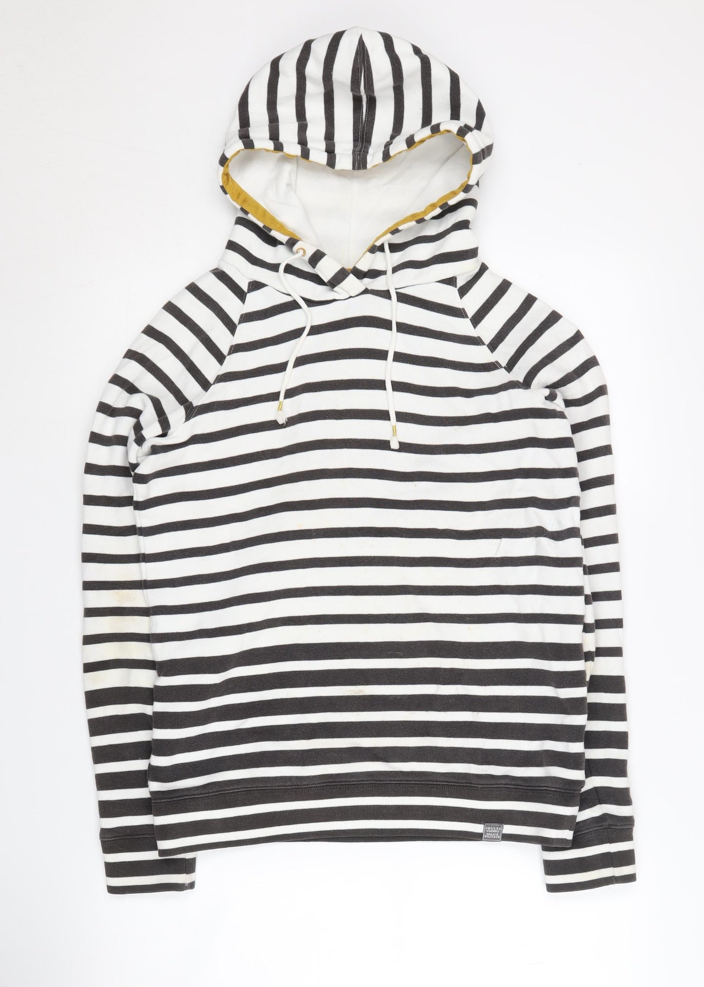 Joules Women's Black Striped Pullover Hoodie UK 10