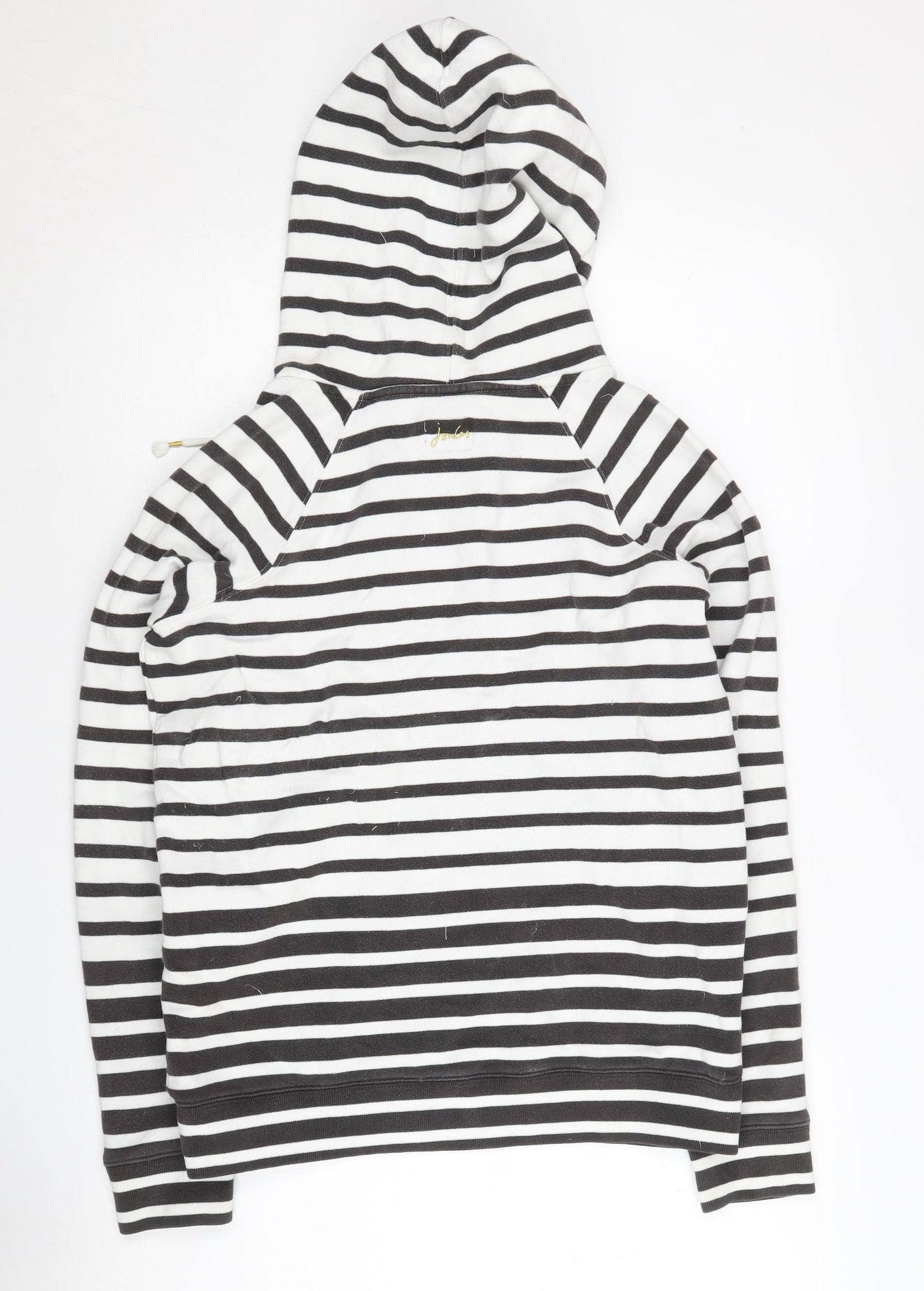 Joules Women's Black Striped Pullover Hoodie UK 10