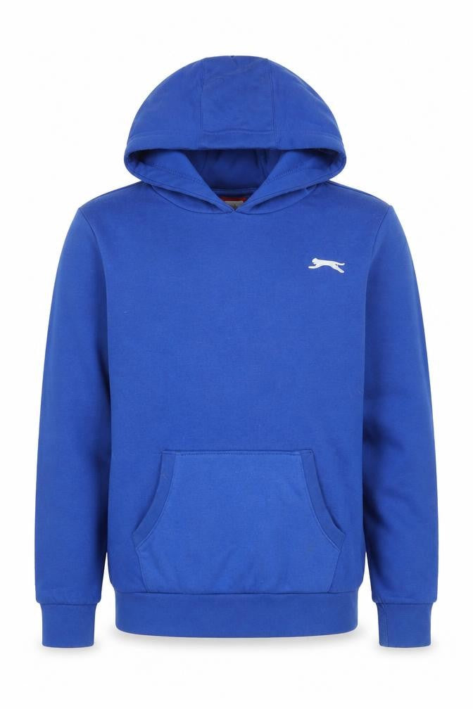 Front view of Slazenger boys’ blue pullover hoodie, size 13, years