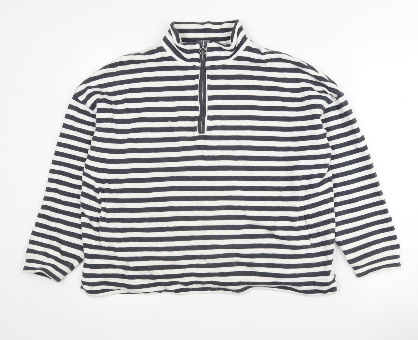 Phase Eight Women's Black Striped Pullover Sweatshirt Size 10