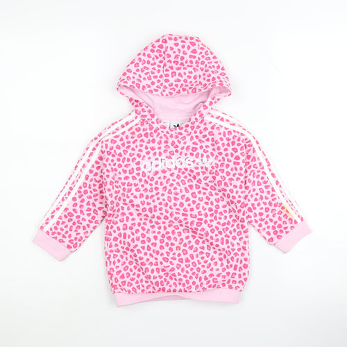 Adidas Girls Pink Animal Print Hoodie - 12-18 Months