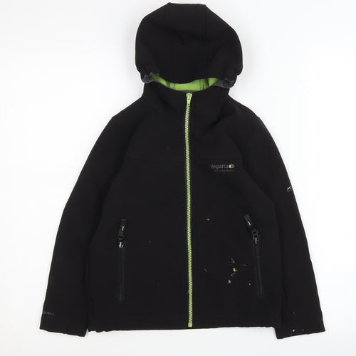 Regatta Boys Black Softshell Jacket, 7-8 Years, Hooded, Casual
