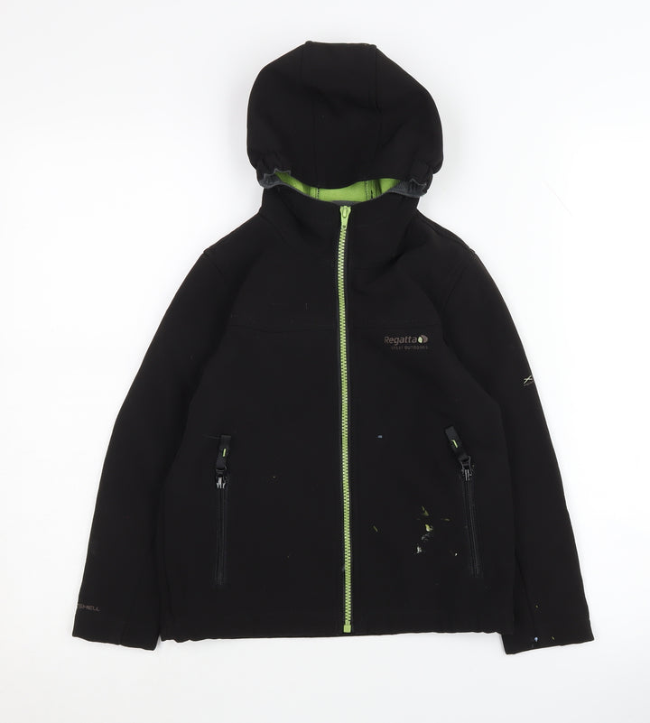Regatta Boys Black Softshell Jacket, 7-8 Years, Hooded, Casual