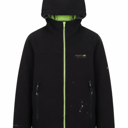 Regatta Boys Black Softshell Jacket, 7-8 Years, Hooded, Casual