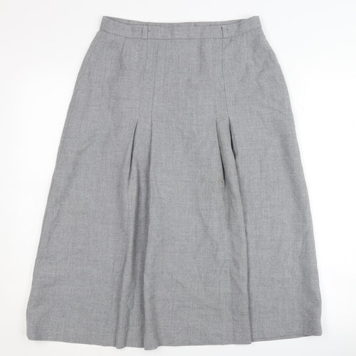 BHS Women's Grey Pleated Midi Skirt Size 14